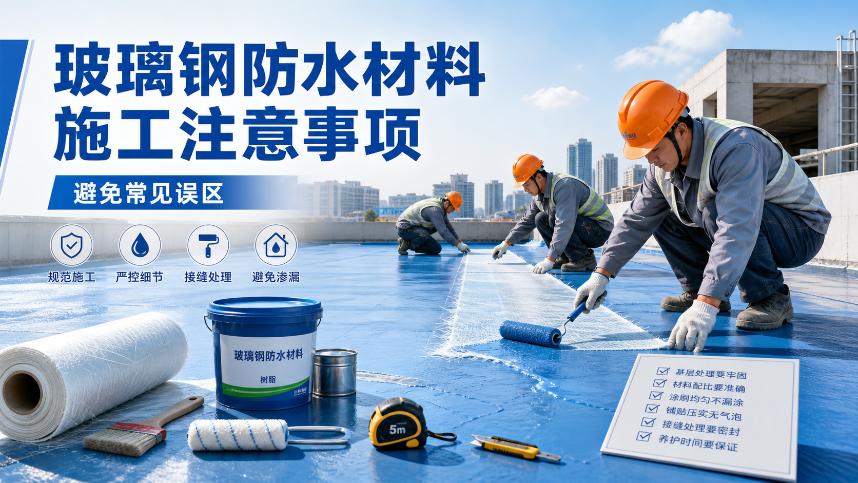 玻璃钢防水材料施工注意事项,避免常见误区 孝感 版